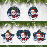 Fletcher Ancient Tartan Christmas Ceramic Ornament - Santa Claus In Kilt Style